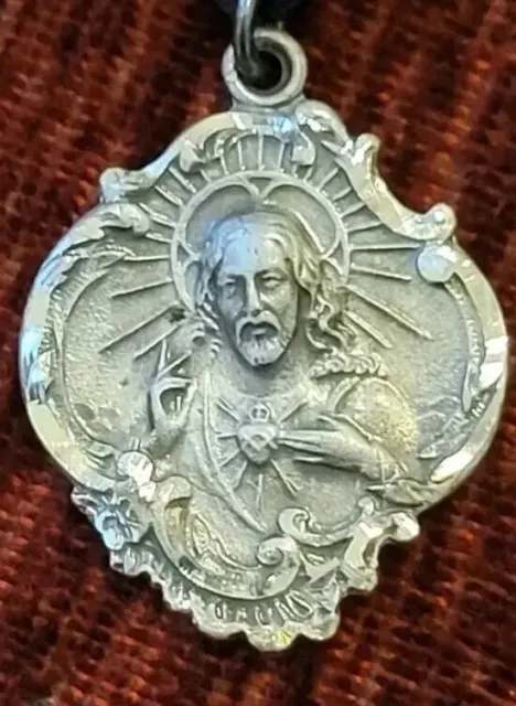 SACRED HEART OF Jesus Vintage New Sterling Medal Catholic Religious