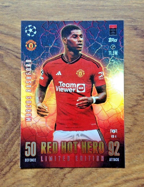 LIMITED RED HOT Hero Marcus RASHFORD Match Attax 23 24 EXTRA RH 4