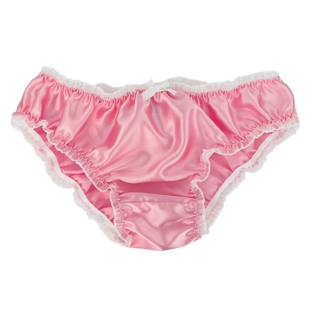 BABY PINK SATIN Frilly Sissy Panties Bikini Knicker Underwear Briefs