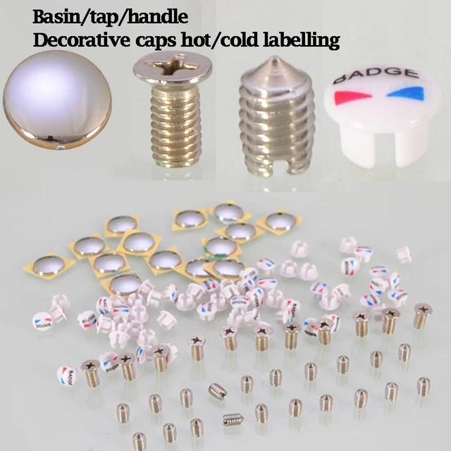 HOT COLD Tap Indices Push In Insert Indicators Screw Pack Bath Basin