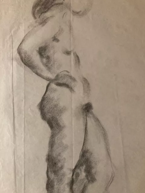 BEAUTIFUL DRAWING CHARCOAL 1929 Paper Naked Woman Erotic Jean Dreyfus