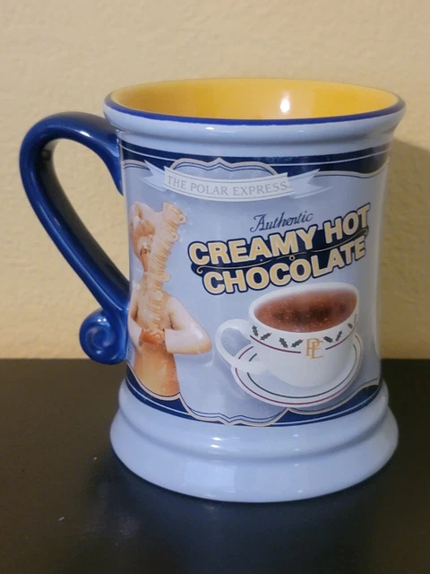 THE POLAR EXPRESS Train Creamy Hot Chocolate Cocoa Mug Warner Bros Coffee Cup