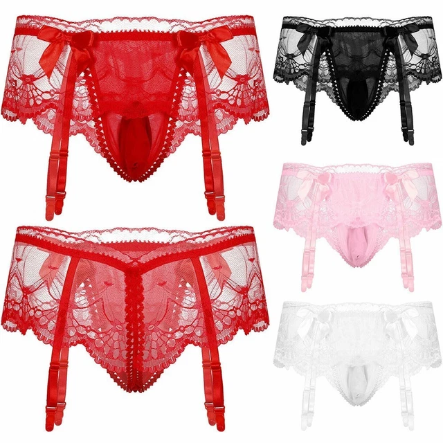 HERREN SEXY DESSOUS UNTERWÄSCHE Sissy Pouch Höschen Spitze Tanga Bikini