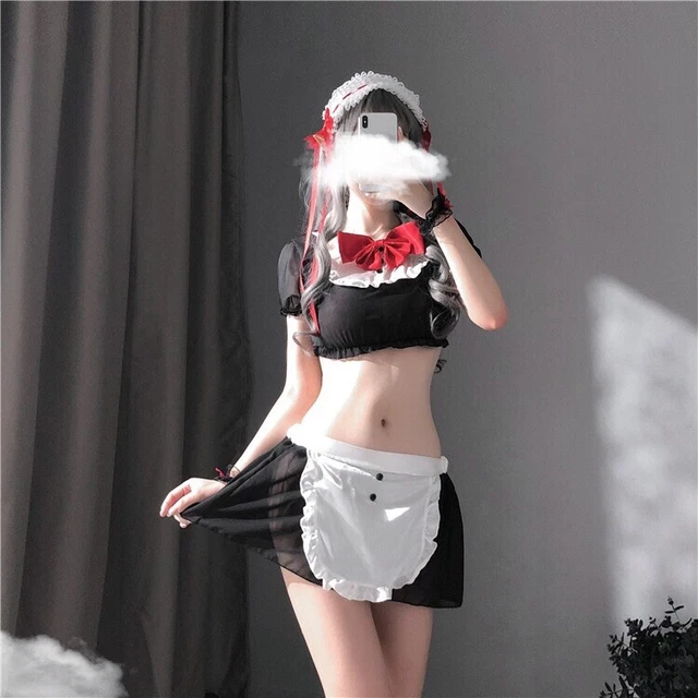 Sexy French Maid Outfit Costume Cosplay Black White Lace G String Lingerie L Picclick Au