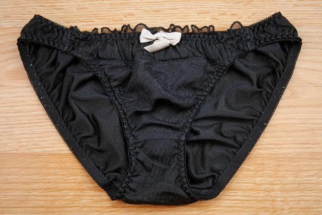 Vintage Japanese Nylon Shiny Slippery Pretty Sparkling Black Bikini Panty Small Picclick Ca