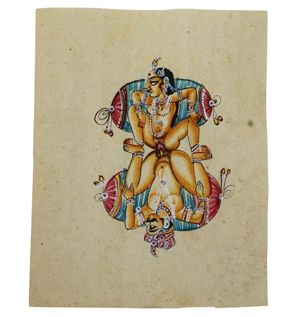 INDIAN MINIATURE ART Watercolor Old Paper Nude Painting Mughal Emperor