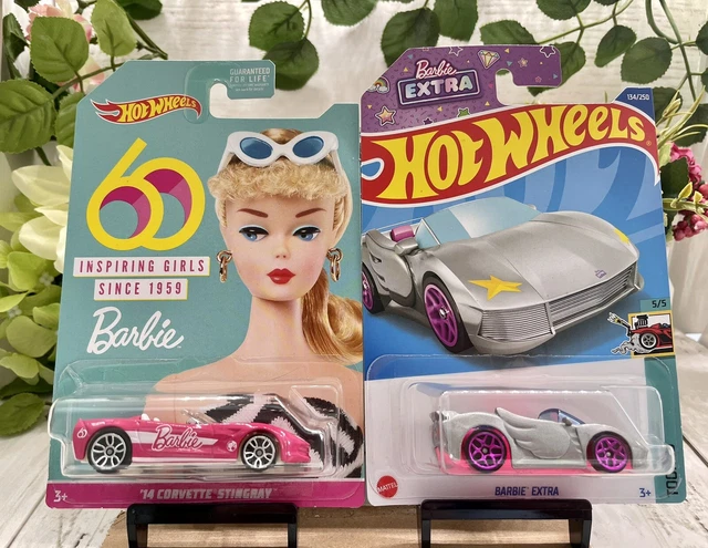 HOT WHEELS BARBIE 14 Corvette Stingray Barbie Extra Lot Of 2 60th