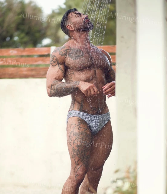 MALE MODEL PRINT Muscular Handsome Beefcake Shirtless Hunk Hot Man