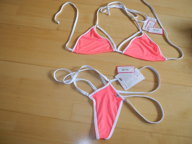 Wicked Weasel Sheer Vision Bikini Neu Tri Top Thong Bottom