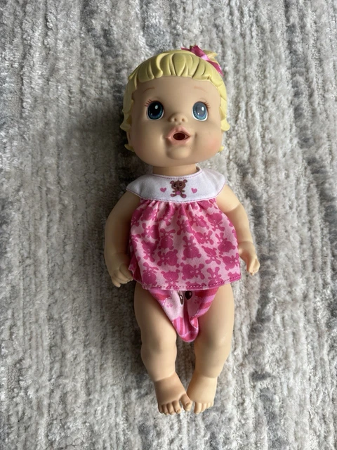 2008 HASBRO BABY Alive Doll Better Now Drink Wet Blonde Hair Blue