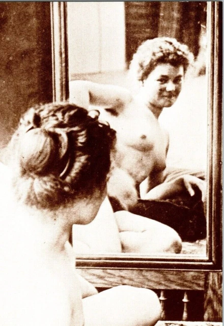 Vintage French Risque Postcard S Nude Model Mirror View