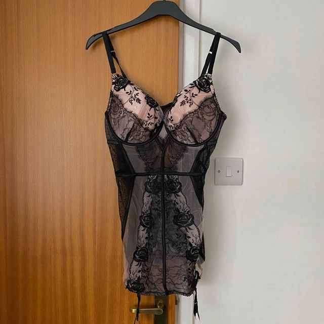 ANN SUMMERS ORIELLE Cami Suspender UK Large B C Womens Black Nude 20