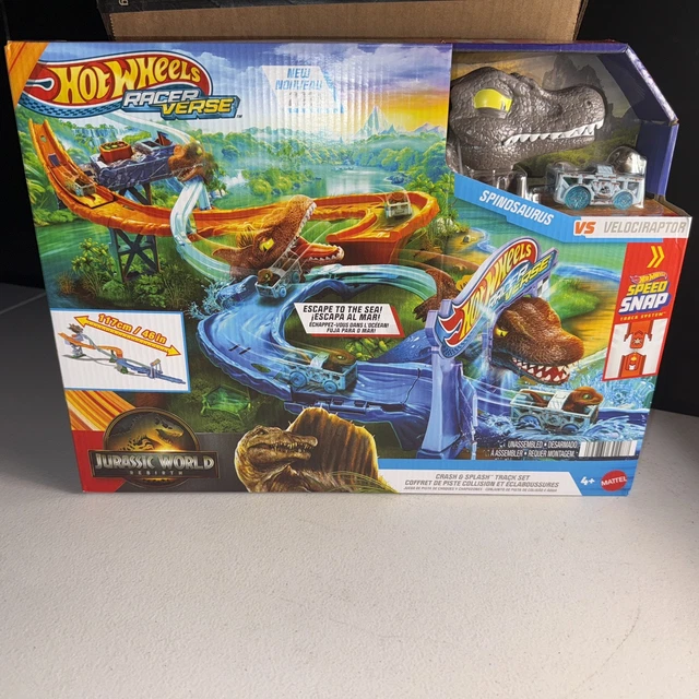 MATTEL HOT WHEELS RacerVerse Jurassic World Rebirth Crash Splash Track Set 27 97 PicClick CA