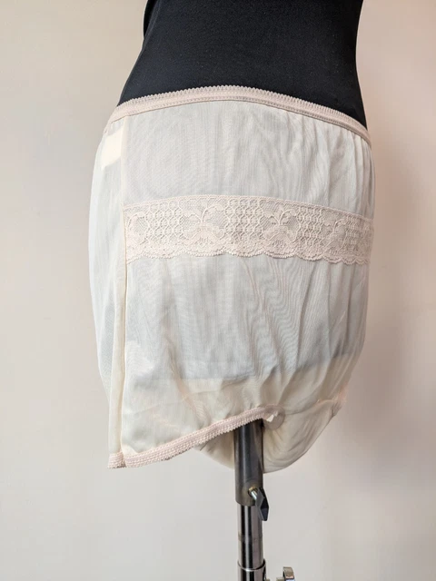 VINTAGE 1960S SHEER Glossy Nude Nylon Knickers Lacey High Waist Full