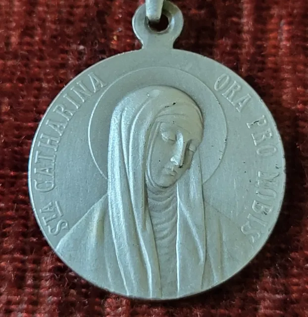 ST CATHERINE OF Siena Sterling Vintage New Holy Medal Germany Patron