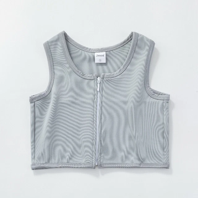 LESBIAN ZIP BREAST Chest Binder Tomboy FTM Bandage Boob Vest Crop Top M