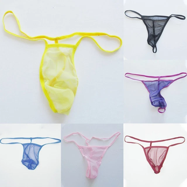 SEXY MENS MESH Bikini Briefs See Through Panties Bulge Pouch Thongs