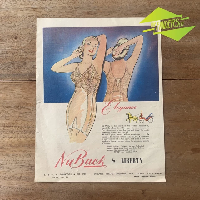 VINTAGE S LIBERTY NU BACK LINGERIE ORIGINAL PRINT ADVERTISEMENT