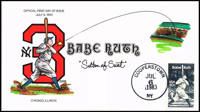 US COVER BABE Ruth Baseball Fdc Scott 2046 Collins Hand Painted 26 00 PicClick CA