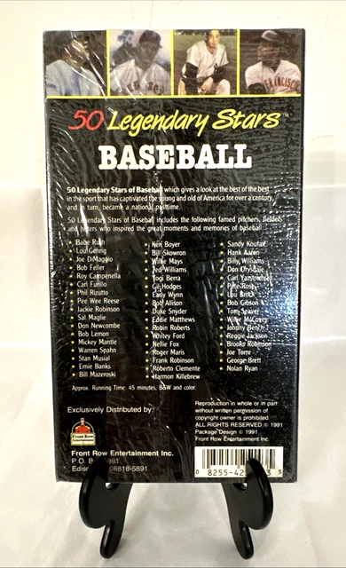 50 LEGENDARY STARS Baseball VHS Babe Ruth Mantle Original Film Highlights SEALED 22 06