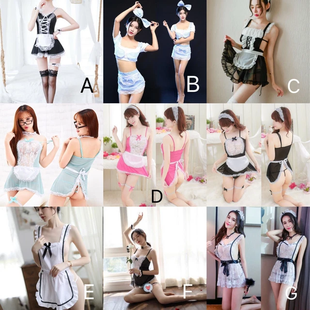 Sexy French Maid Outfit Costume Cosplay Black White Lace G String Lingerie G Picclick Au