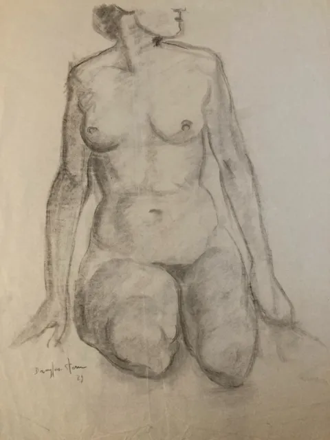 BEAUTIFUL CHARCOAL DRAWING Women Paper Naked Erotic Nude Jean Dreyfus