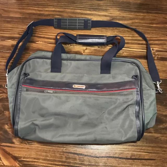 VTG Samsonite Carry On Sidekicks II Travel Bag with Shoulder Strap Gray w/ Navy