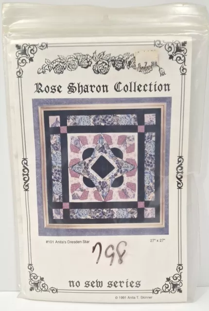 Rose Sharon Collection No Sew Quilt Pattern #101 Anita's Dresden Star 1991 NEW