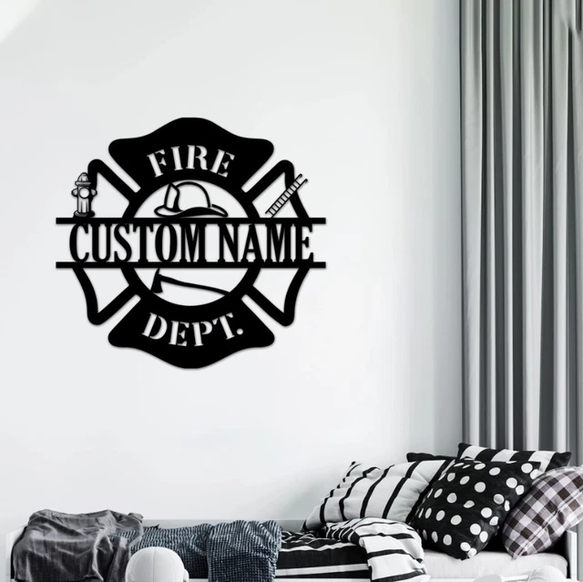 Custom Fire Dept Metal Sign,Fireman Metal Wall Art, Custom Firefighter Name Sign