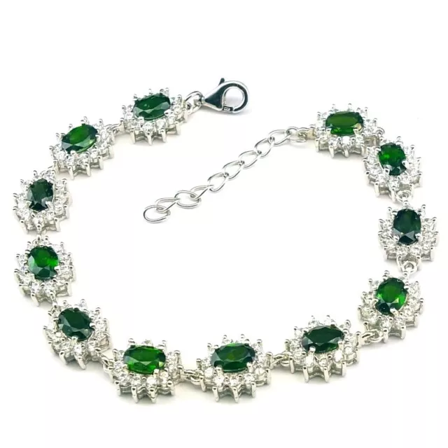 Shola Vrai Naturelle Vert Chrome Diopside Bracelet Argent Sterling B129