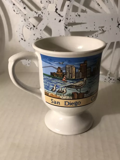 San Diego No Spill Coffee Cup Mug 12oz. Sail Boats Vintage