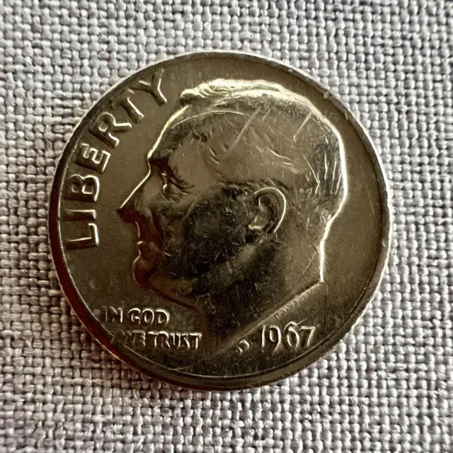 1967 Dime With No Mint Mark. USA.