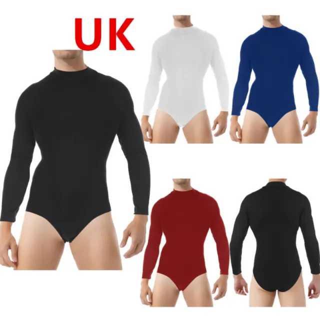 MENS LONG SLEEVE Bodysuit One-Piece Undershirt Press Button Crotch Leotard  Tops £22.79 - PicClick UK