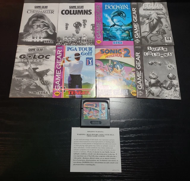 SEGA GAME GEAR Manual LOT Sonic the Hedgehog 2 Ecco Columns Epilepsy