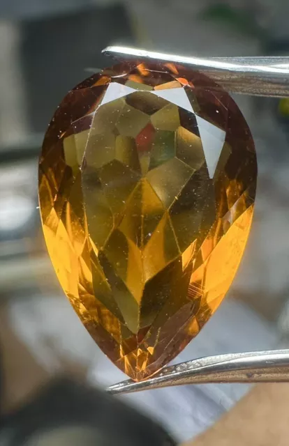 Natural Madeira Color Citrine 9.67 Ct  PEAR Cut Loose Gemstone From Brazil