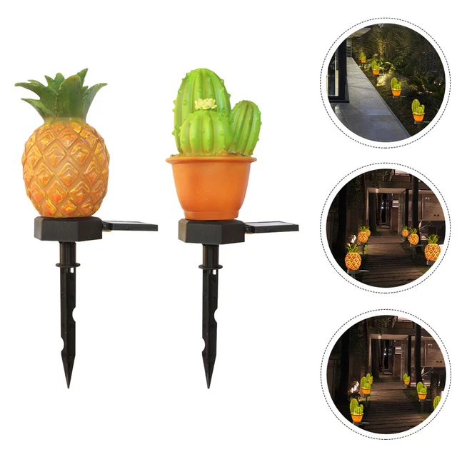 2 Pcs Pineapple Garden Light Floor Lamp LED Landscape Lights Solar Light
