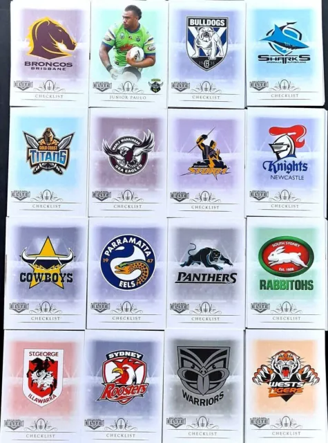 2018 NRL Elite MINI TEAM SET (9 cards) You Choose