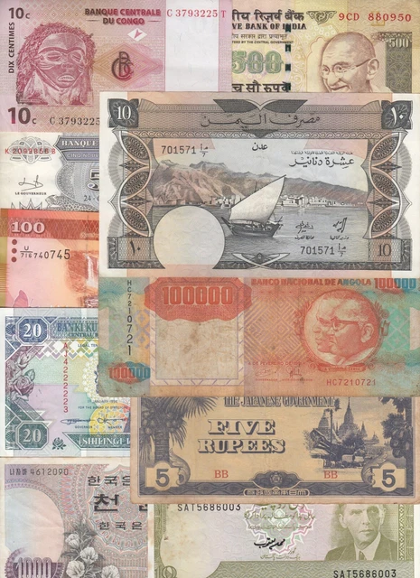 World Polymer Banknotes Set 21 Pcs Lot Different Notes From 21