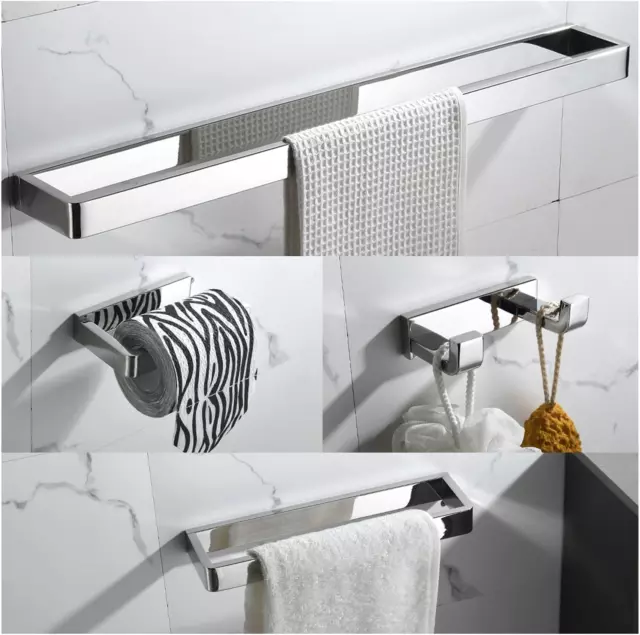 YACVCL 4-Piece Bathroom Hardware Accessories Set Polished Towel Bar Towel Rack