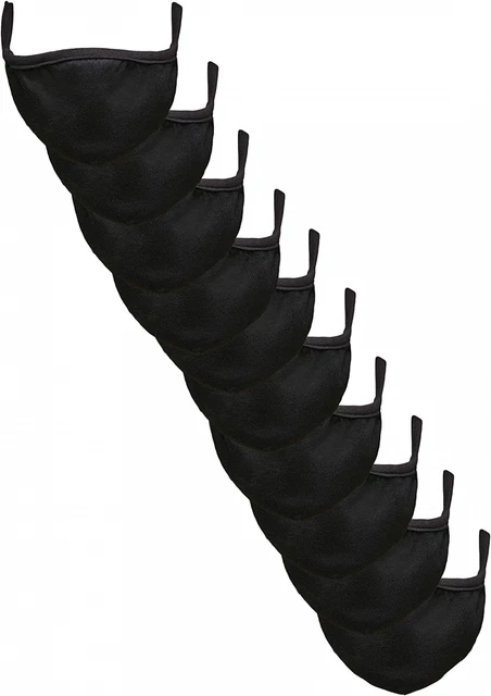 Build Your Brand Cotton Face Mask 10-pack Masque de 10 Unité (Lot 1), Noir
