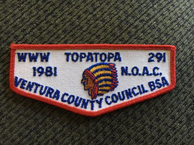 Mint OA Flap Lodge 291 Topa Topa Red  Border 1981 NOAC