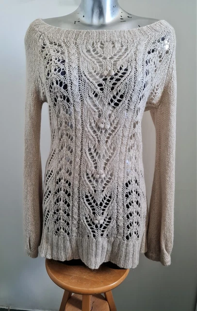 Pull Tunique Long Ajouré H&M - Crème - Taille M - Occasion Très Bon État