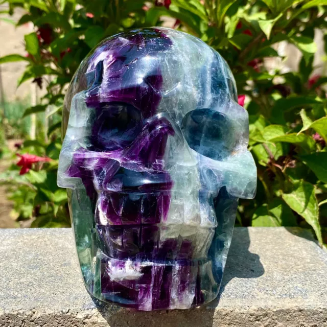 4.7LB Natural Carved Dream Amethyst Skull Quartz Crystal skulls Reiki Healing.