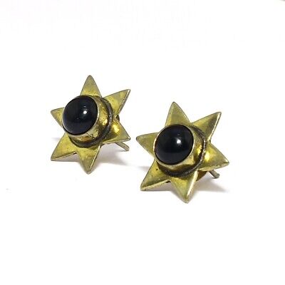 Black Onyx Solid Brass Natural Gemstone Handmade Star Earring jewelry