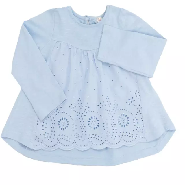 Top in cotone ricamato blu per bambina Next manica lunga blu arricciata collo rotondo cotone 3