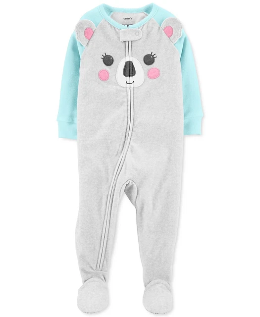Carter's Baby Girls Koala Bear Fleece Footed Pajamas Gray Size 24MOS
