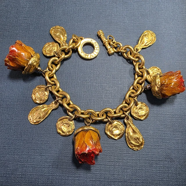 Bracelet Femme Original Avec Perles Dorées Et Violettes-Roses. Bracelet En Acier Chirurgical