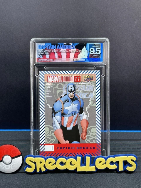 2017 Upper Deck Marvel Annual #1 Captain America Blue Foil Mint+ 9.5 Graded PGX