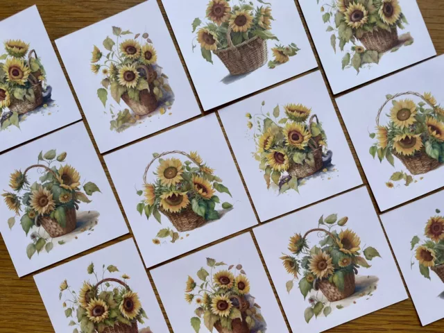 *SALE* 6x Watercolour Sunflower Card Toppers Card Making Mothers Day Birthday