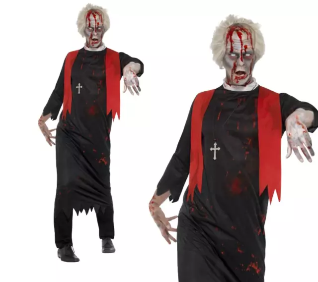 Zombie High Priest Costume Mens Minister Halloween Fancy Dress M-XL New
